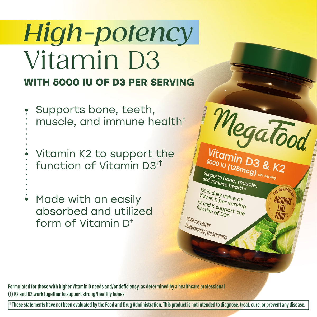 Vitamin D3 5000 IU (125 mcg) plus K & K2