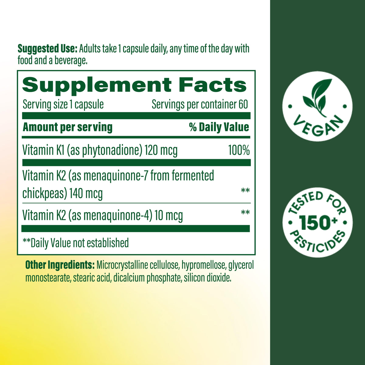 Vitamin 1 & K2 Capsule Supplement Facts
