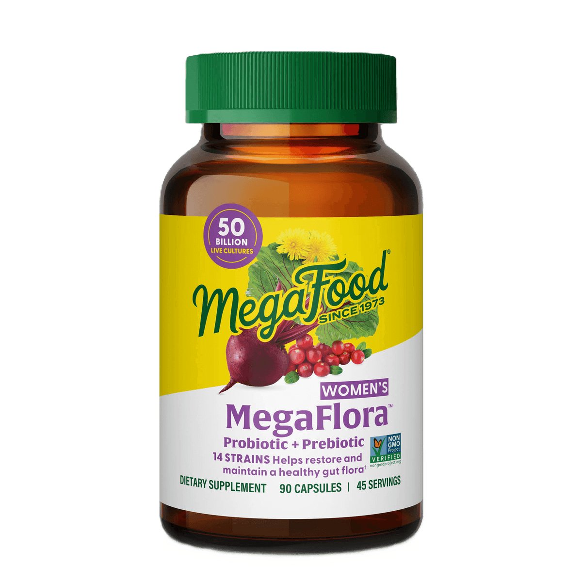 MegaFlora® Women's Probiotic + Prebiotic - 14 Strains - 50 Billion live cultures