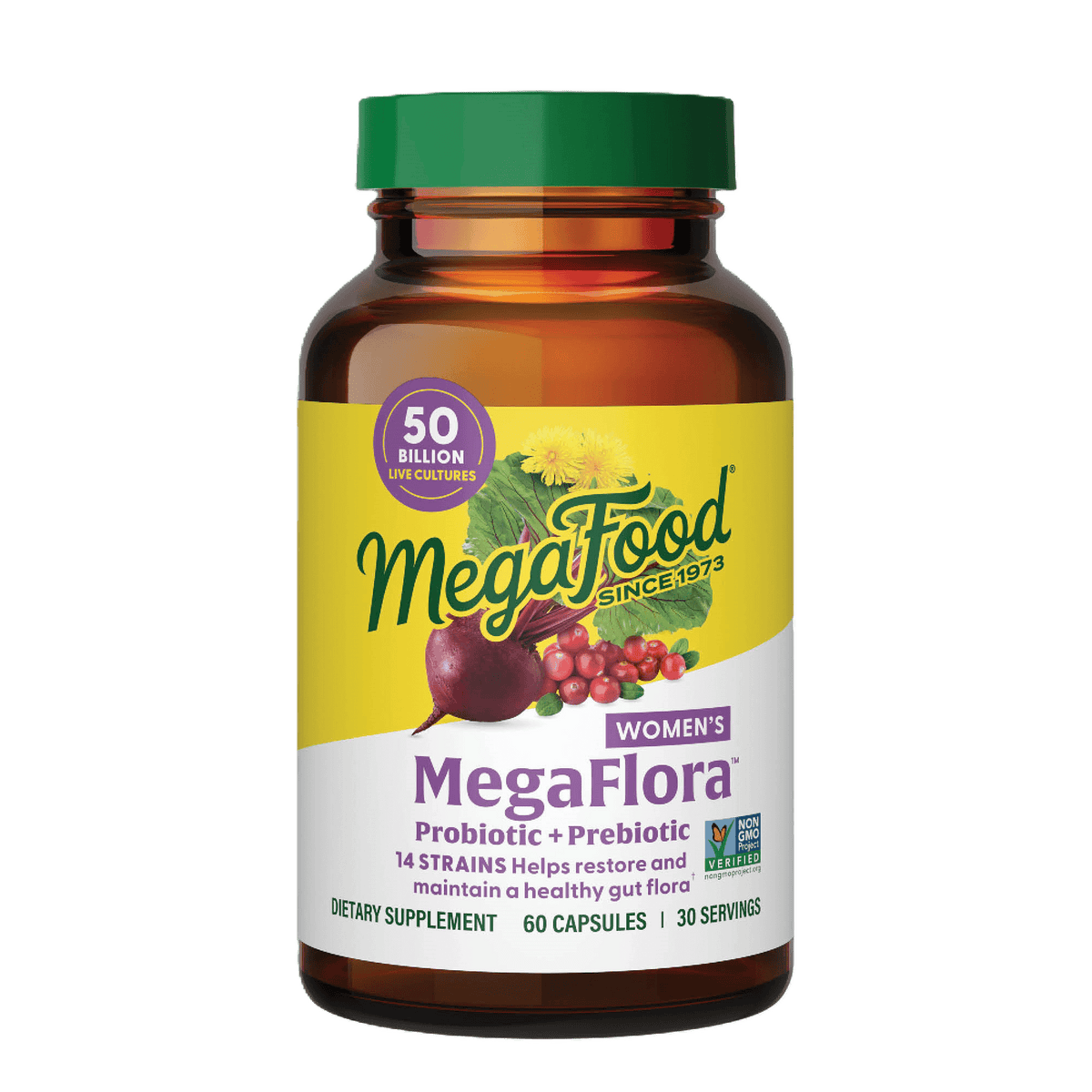 MegaFlora® Women's Probiotic + Prebiotic - 14 Strains - 50 Billion live cultures