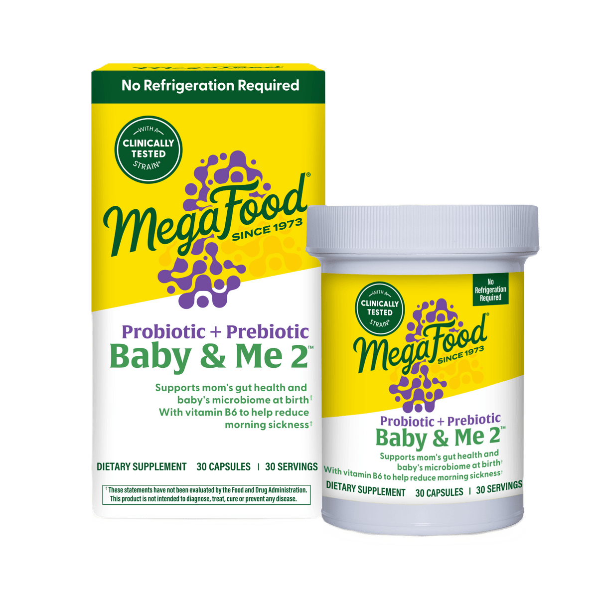 Baby & Me 2 Prenatal Probiotic + Prebiotic - Shelf Stable - Clinically Tested Strain