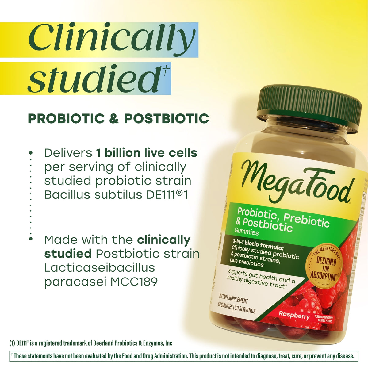 Clinically studied probiotic and postbiotic