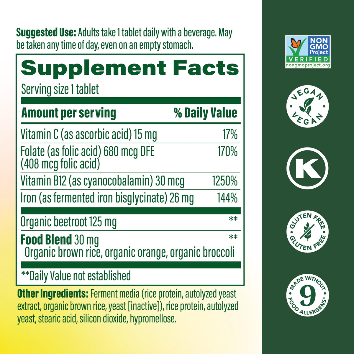 Blood Builder Supplement Facts