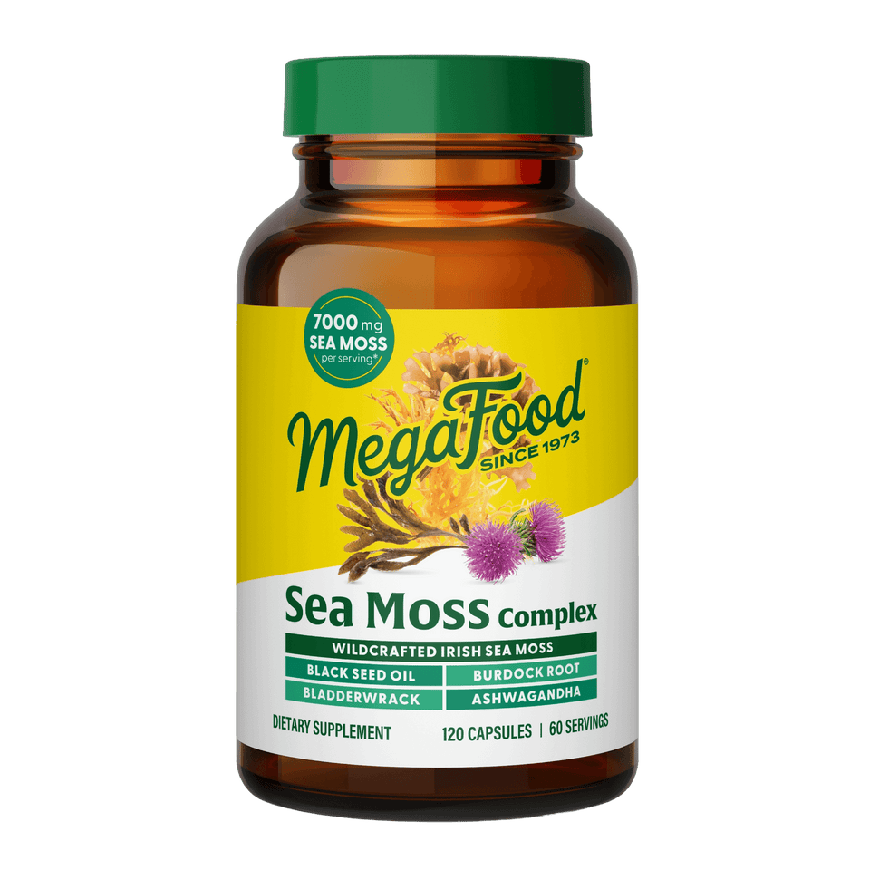 MegaFood Sea Moss Complex supplement bottle on a white background